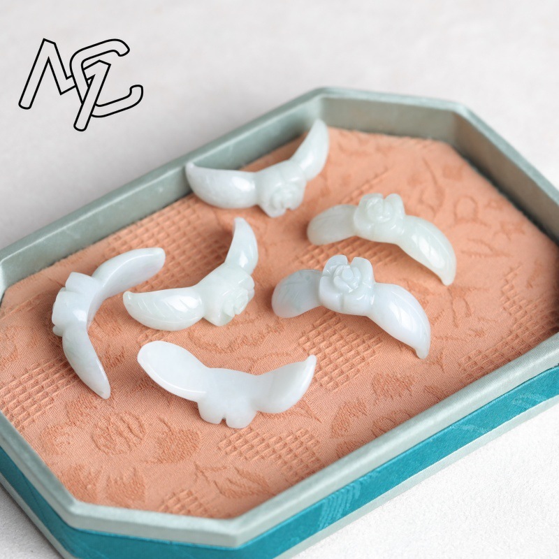 2PC 천연 화이트 경옥 옥 로즈 팔찌 펜던트 비드 D - Beading 리뷰 및 가격