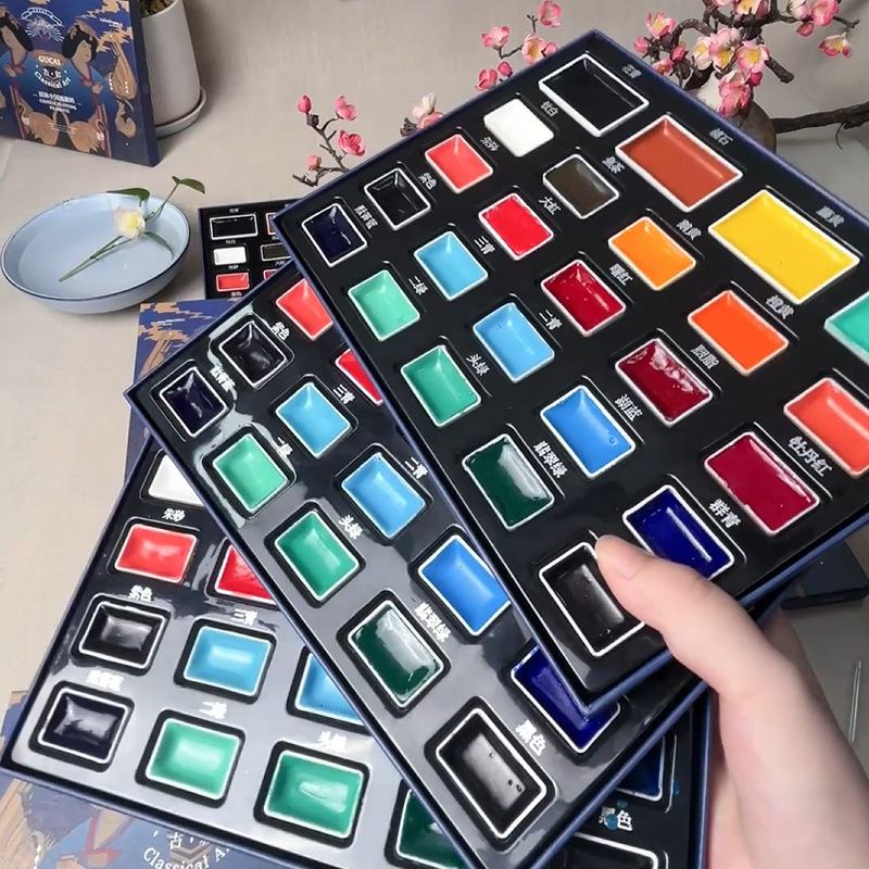 24색 고체 중국어 회화 안료 세트 높은 색 농도 강한 - Watercolor Paint Set Solid Pigment 리뷰 및 가격
