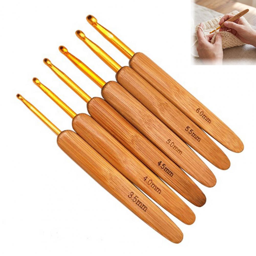 휴대용 코바늘 세트, 6개/11개 세트, 대나무 손잡이 - Wooden Crochet Hooks Ergonomic Handle 리뷰 및 가격