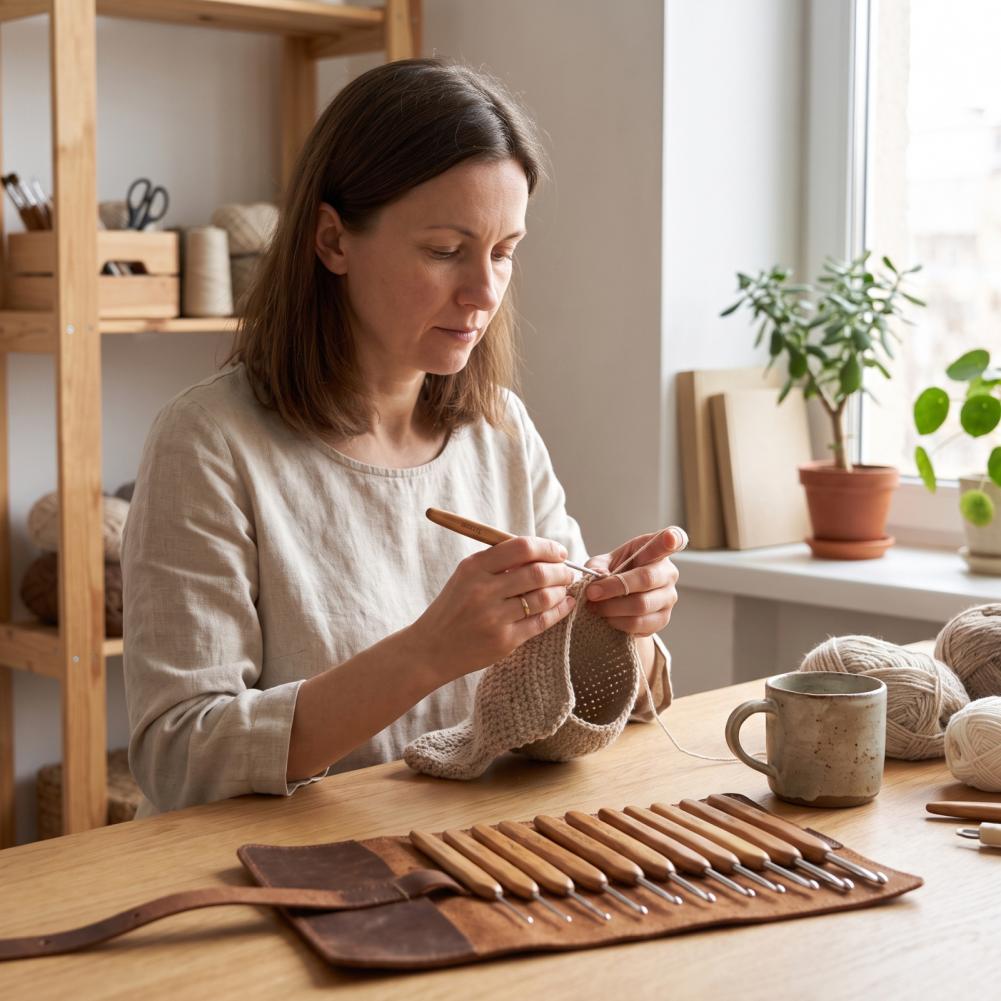 휴대용 코바늘 세트, 6개/11개 세트, 대나무 손잡이 - Wooden Crochet Hooks Ergonomic Handle 리뷰 및 가격