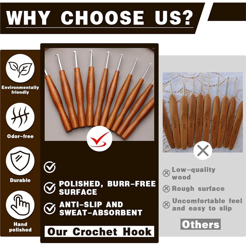 AS94-5 크로셰 바늘 세트, 5가지 크기의 알루미늄 - Wooden Crochet Hooks Ergonomic Handle 리뷰 및 가격